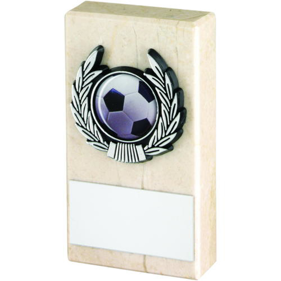 Cream Marble And Silver Trim Trophy - (1in Centre) 4in (102mm)