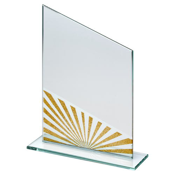 Jade Glass Angled Plaque With Gold/silver Glitter Detail - 8in (203mm)