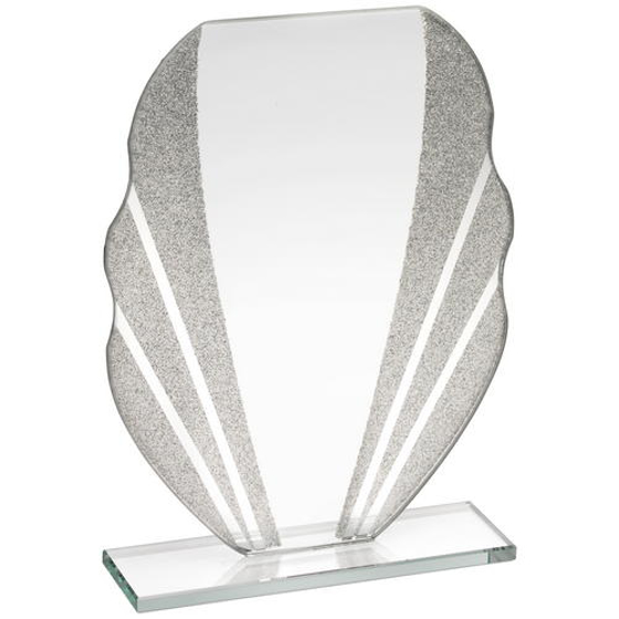 Jade Glass Plaque With Silver Glitter Detail - 8in (203mm)