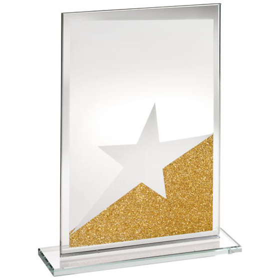 Jade Glass Rectangle Plaque With Gold/silver Glitter Detail - 8in (203mm)