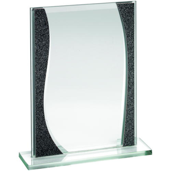 Jade Glass Rectangle Plaque With Silver Highlights - (4mm Thick) 8in (203mm)