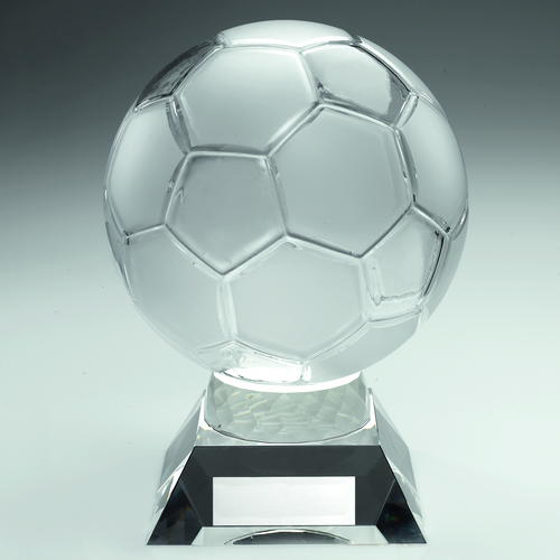 Large Clear Glass Football Trophy - 10.5in (267mm)