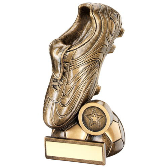 Brz/gold Football Boot On Half Ball Base Trophy - (1in Centre) 5.5in (140mm)