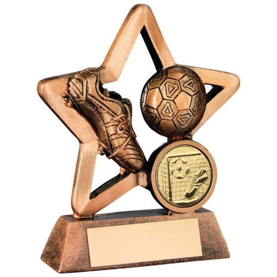 Brz/gold Resin Football Mini Star Trophy - (1in Centre) 3.75in (95mm)