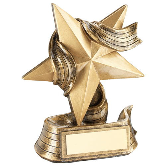 Brz/gold Star And Ribbon Award Trophy -       4in (102mm)