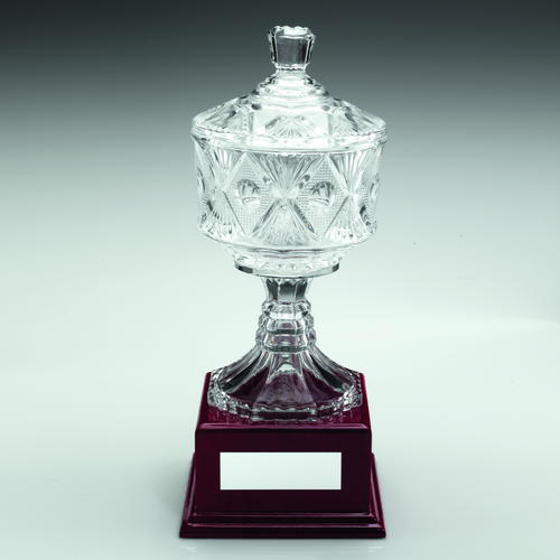 Clear Glass Cup On Wood Base Trophy - 11.25in (286mm)