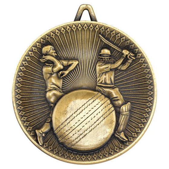 Cricket Deluxe Medal - Antique Gold 2.35in (60mm)