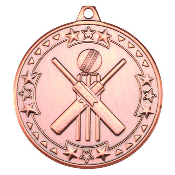 Cricket 'tri Star' Medal - Bronze 2in (50mm)