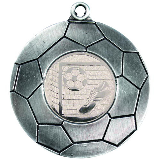 Domed Football Medal (1in Centre) - Antique Silver 2in (50mm)