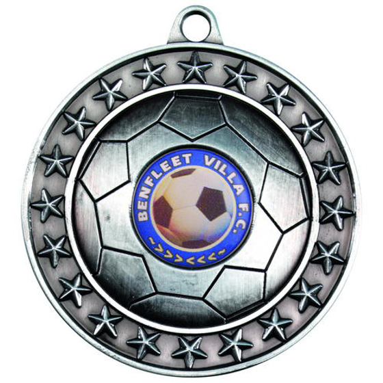 Football Medal Large (1in Centre) - Antique Silver 2.75in (70mm)