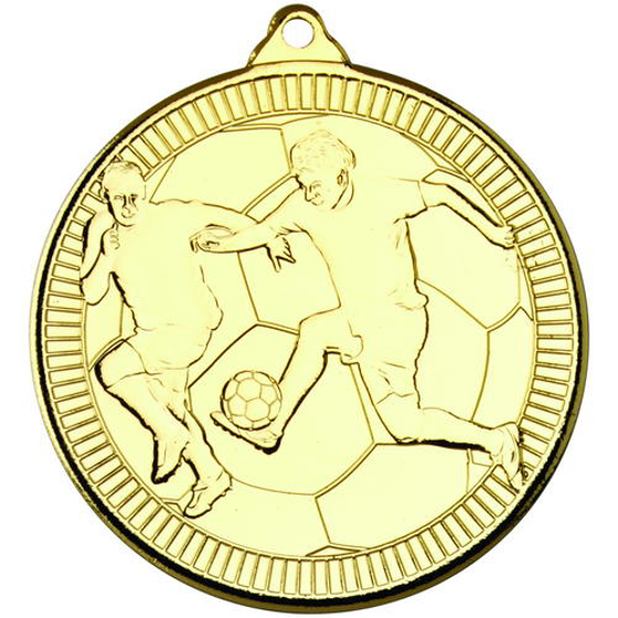 Football 'multi Line' Medal - Gold 2in (50mm)