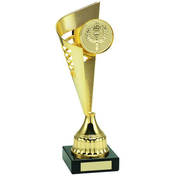 Gold Plastic Flair Trophy - (2in Centre) 12.5in (318mm)