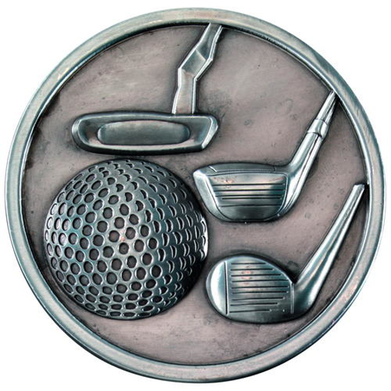 Golf Clubs Medallion - Antique Silver 2.75in (70mm)