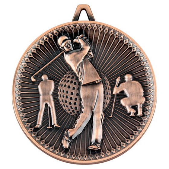 Golf Deluxe Medal - Bronze 2.35in (60mm)