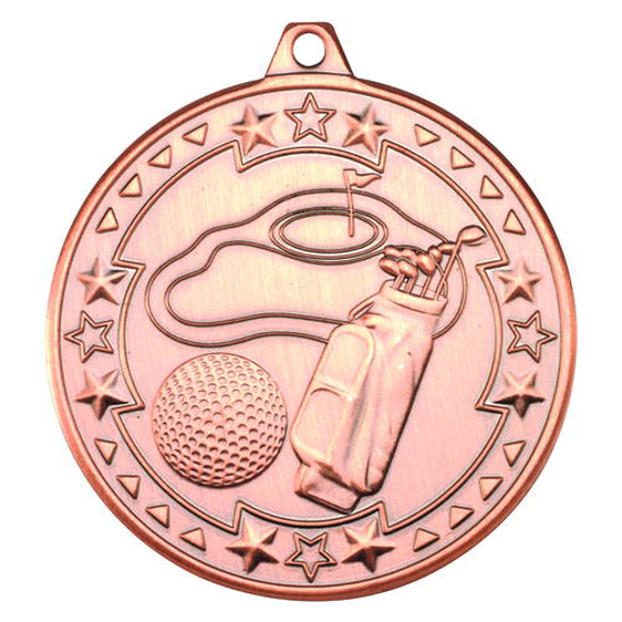 Golf 'tri Star' Medal - Bronze 2in (50mm)