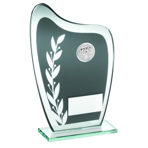 Grey/silver Glass Plaque With Football Insert Trophy - 7.25in (184mm)