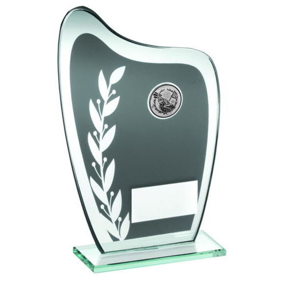 Grey/silver Glass Plaque With Golf Insert Trophy - 6.5in (165mm)