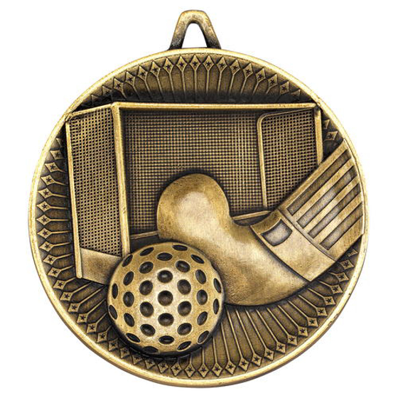 Hockey Deluxe Medal - Antique Gold 2.35in (60mm)