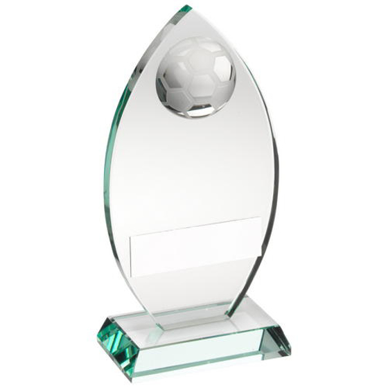 Jade Glass Plaque With Half Football Trophy - 5.75in (146mm)