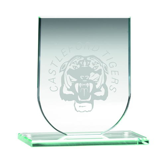 Jade Glass Shield Plaque (6mm Thick) - 3.75in (95mm)