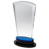 Clear Glass Arched Top Plaque On Blue/black Rounded Base (10mm Thick) - 8.5in (216mm)