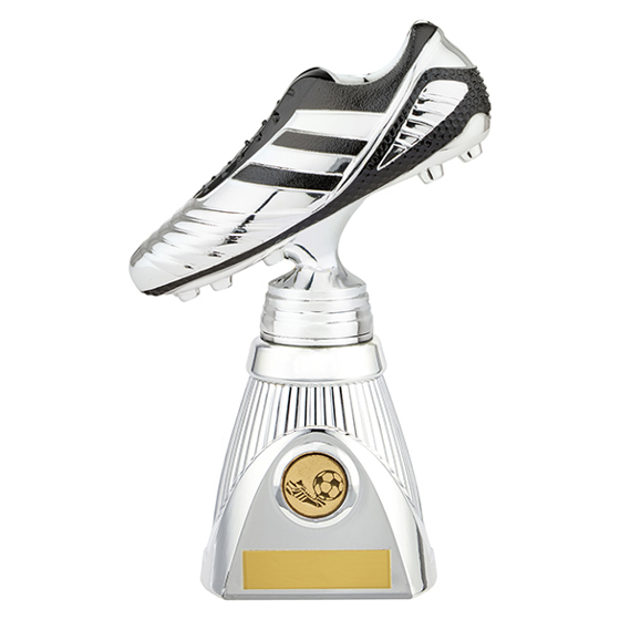 World Striker Deluxe Football Boot Award Silver & Black 230mm