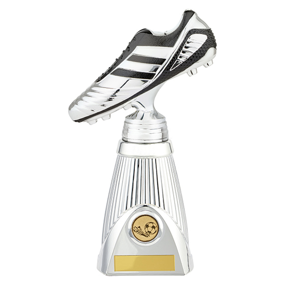 World Striker Deluxe Football Boot Award Silver & Black 260mm