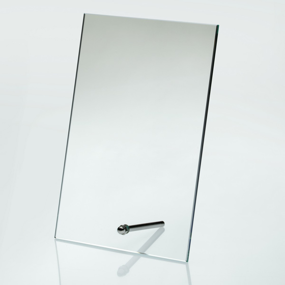 Picture of JADE GLASS RECTANGLE PLAQUE WITH METAL STAND (4MM THICK) - 7in