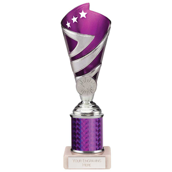 Picture of Hurricane Multisport Plastic Tube Cup Silver & Purple 220mm