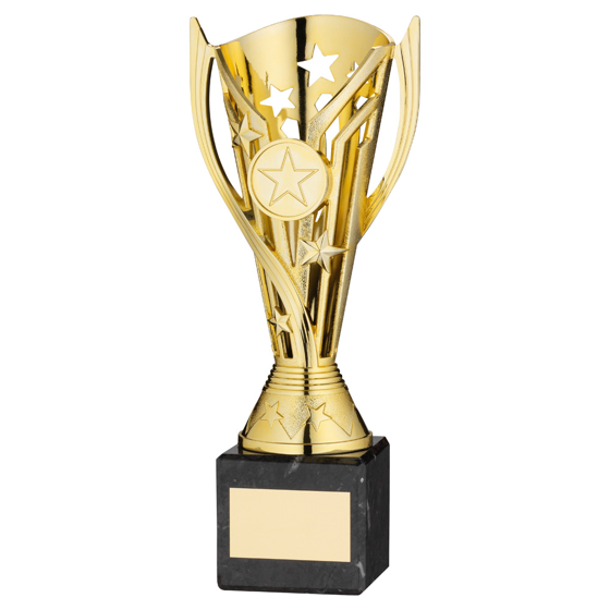 Picture of Gold Plastic 'flash' Cup On Black Marble Assembled Trophy (1" Cen) - 6.75in