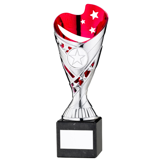 Picture of Silver/pink Plastic 'sabre' Cup On Blk Marble Assembled Trophy (1" Cen) - 6.75in