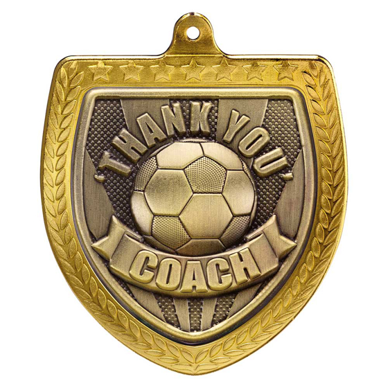 Picture of Cobra Football Thank you Coach Shield Medal Gold 75mm