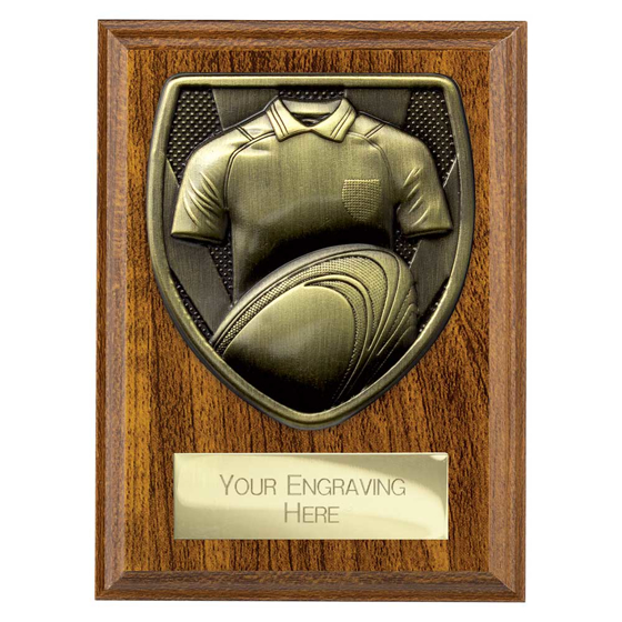 Picture of Cobra Plaque Rugby Shirt & Ball Award Walnut 125mm