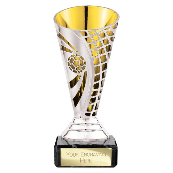 Picture of Defender Football Trophy Cup Silver & Gold 140mm