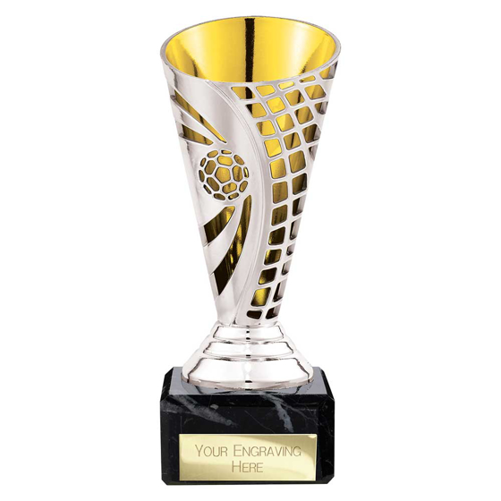 Picture of Defender Football Trophy Cup Silver & Gold 150mm