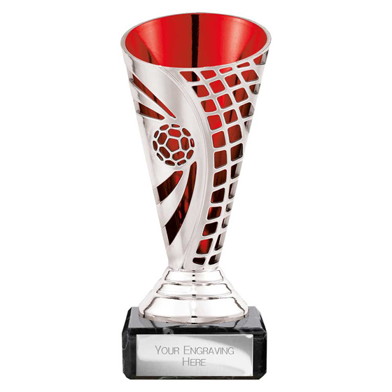 Picture of Defender Football Trophy Cup Silver & Red 140mm