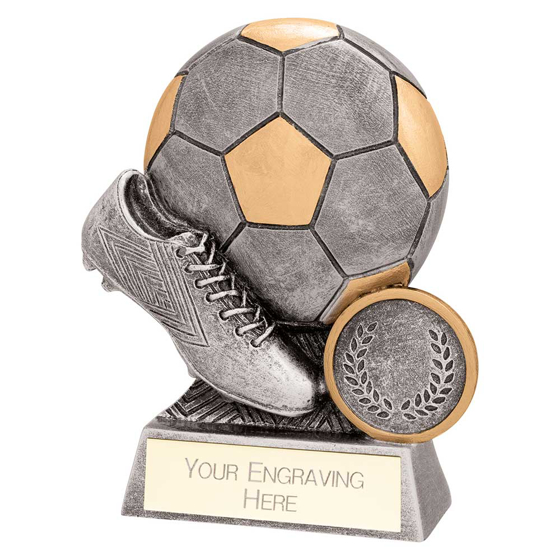 Picture of Exodus Football Boot & Ball Award Antique Gold & Silver 100mm