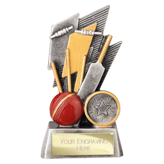 Picture of Strike Bolt Cricket Award Antique Silver & Gold 130mm