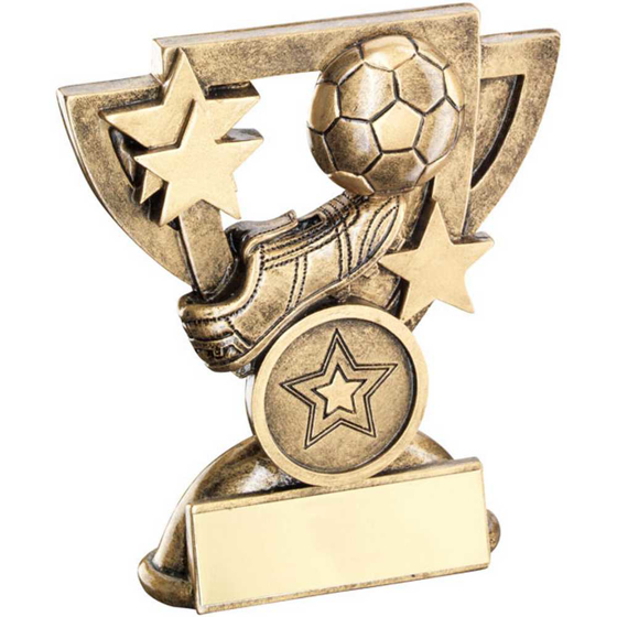 Picture of BRZ/GOLD FOOTBALL MINI CUP WITH PLATE (1in CENTRE) - 3.75in