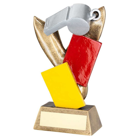 Picture of SILV/BRZ REFEREE WHISTLE WITH RED AND YELLOW CARDS WITH PLATE - 6.75in